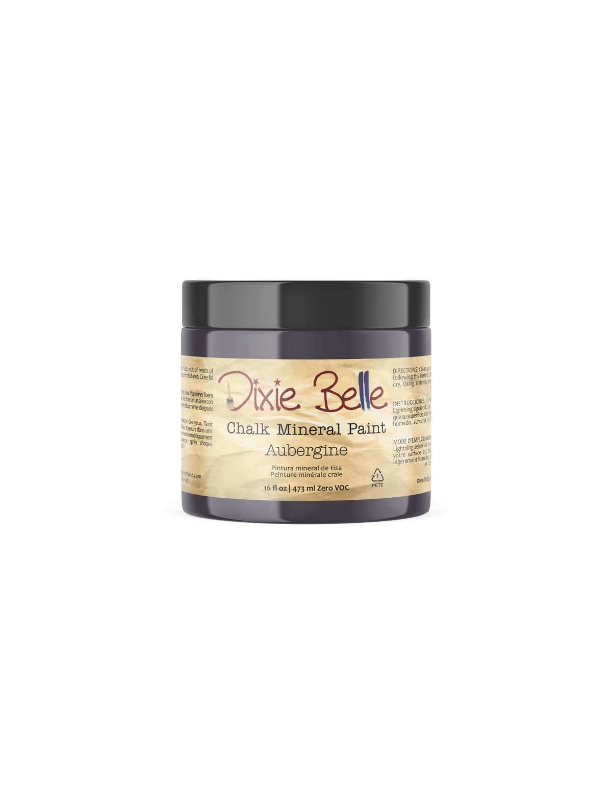 16oz. Jar of Dixie Belle Chalk Mineral Paint in Aubergine color on a white background
