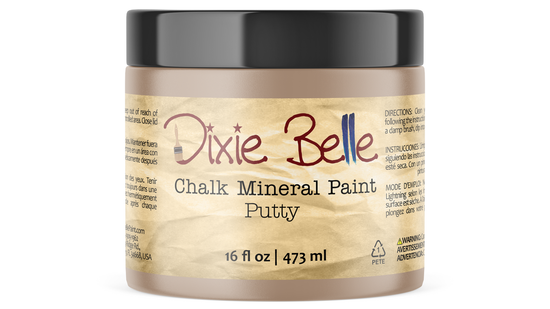 Jar of Dixie Belle Chalk Mineral Paint Putty on a white background