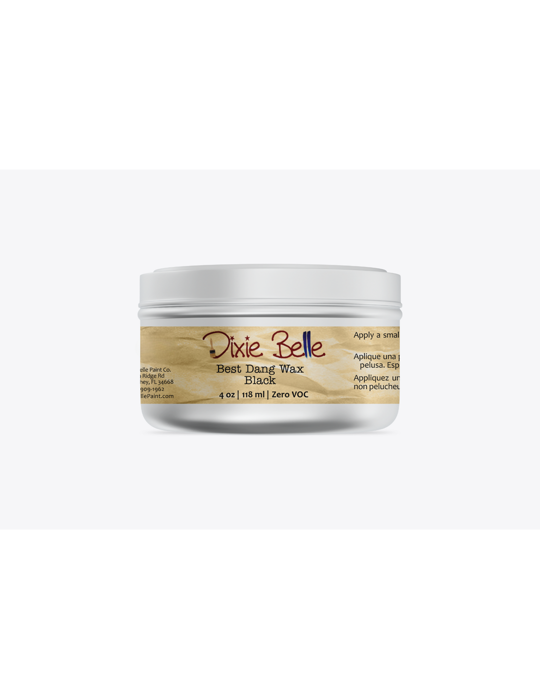 Jar of Dixie Belle wax on a white background