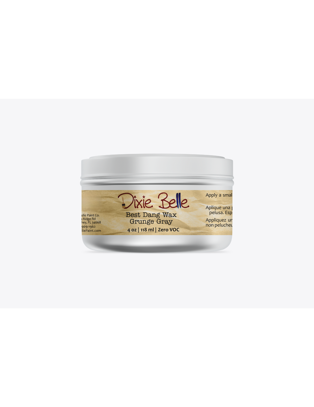 Jar of Dixie Belle wax on a white background