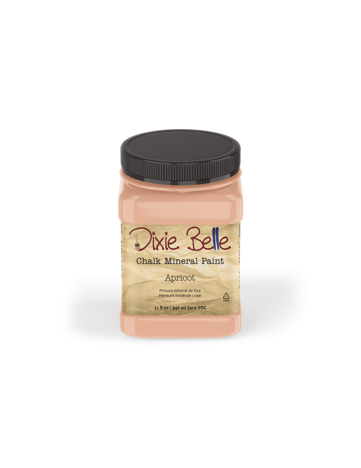 32 oz. Jar of Apricot Dixie Belle Chalk Mineral Paint in Apricot color on a white background