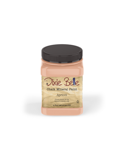 32 oz. Jar of Apricot Dixie Belle Chalk Mineral Paint in Apricot color on a white background