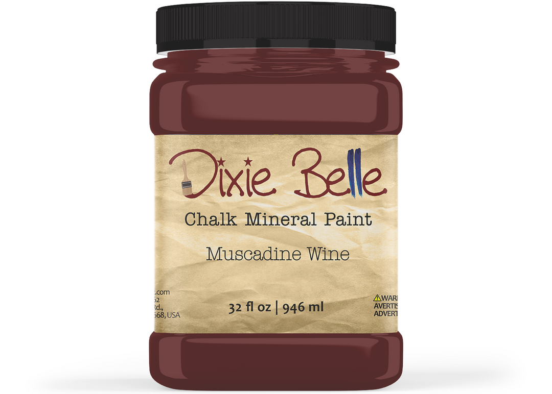 Jar of Dixie Belle Chalk Mineral Paint in Muscadine Wine color on a white background