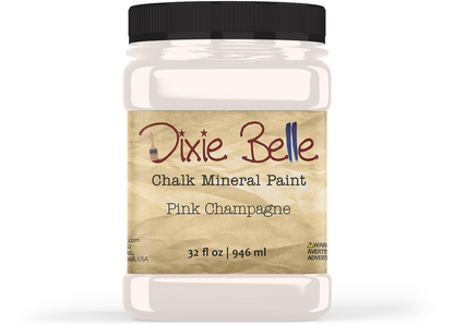 Jar of Dixie Belle Chalk Mineral Paint in Pink Champagne color on a white background