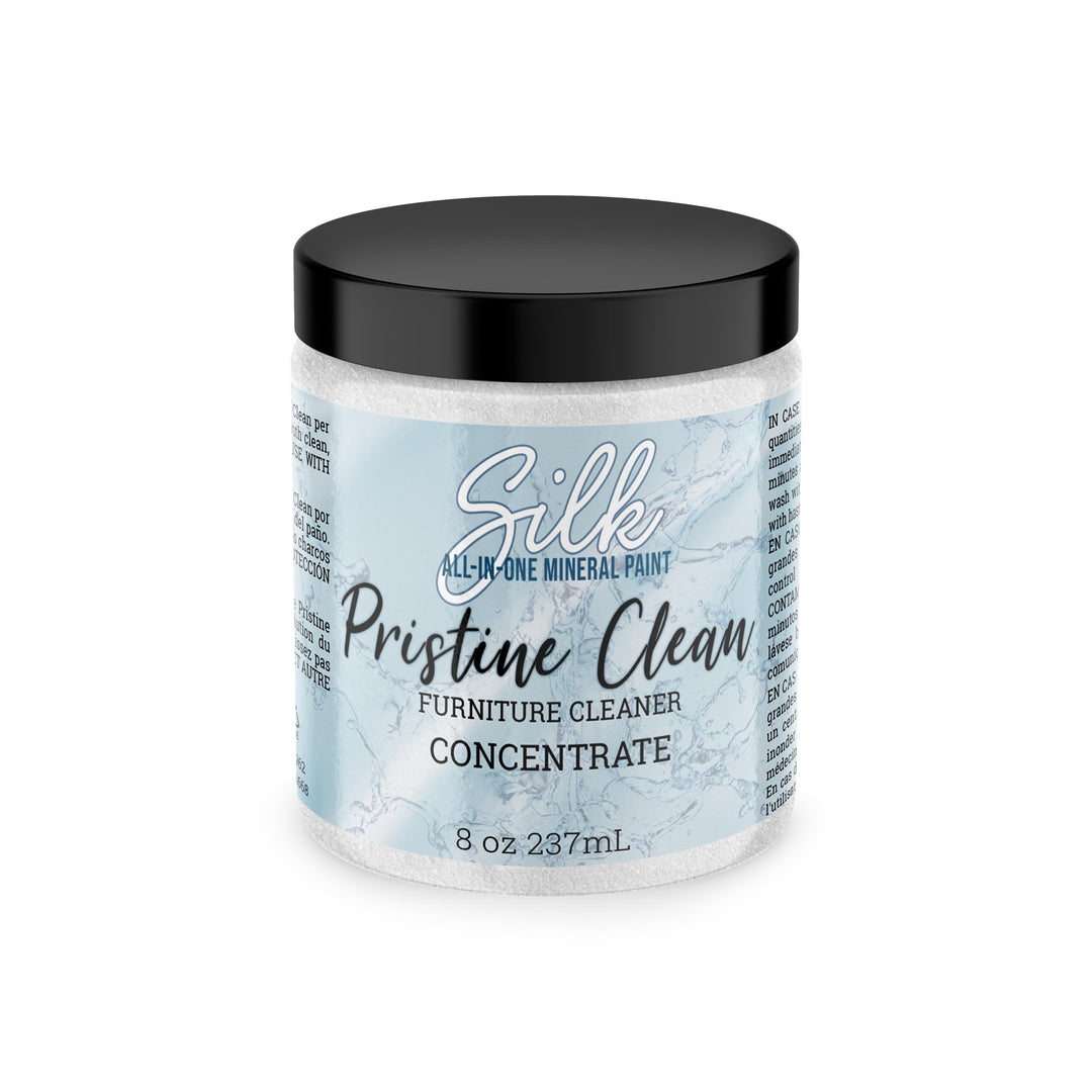 Jar of Silk Pristine Clean Furniture Cleaner Concentrate on a white background