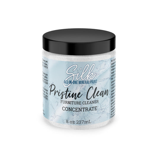 Jar of Silk Pristine Clean Furniture Cleaner Concentrate on a white background