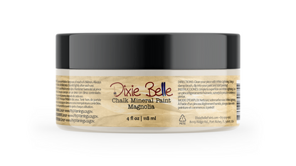 Jar of Dixie Belle Chalk Mineral Paint Magnolia on a white background