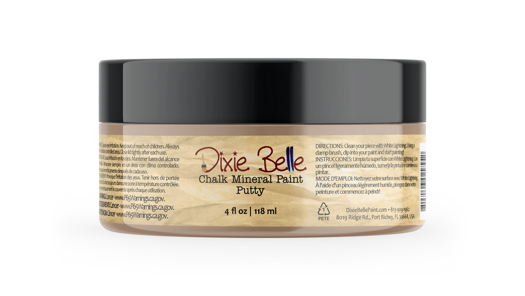 Jar of Dixie Belle Chalk Mineral Paint Putty on a white background