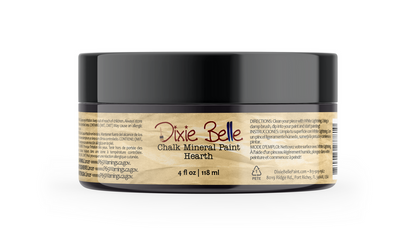Jar of Dixie Belle Chalk Mineral Paint Hearth on a white background