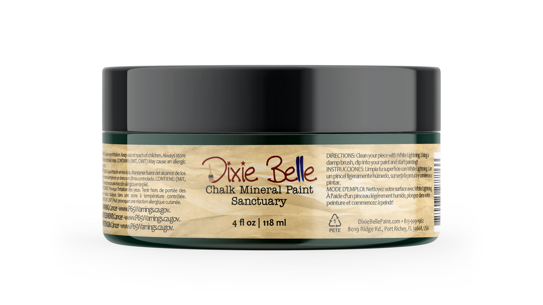 Jar of Dixie Belle Chalk Mineral Paint Sanctuary on a white background