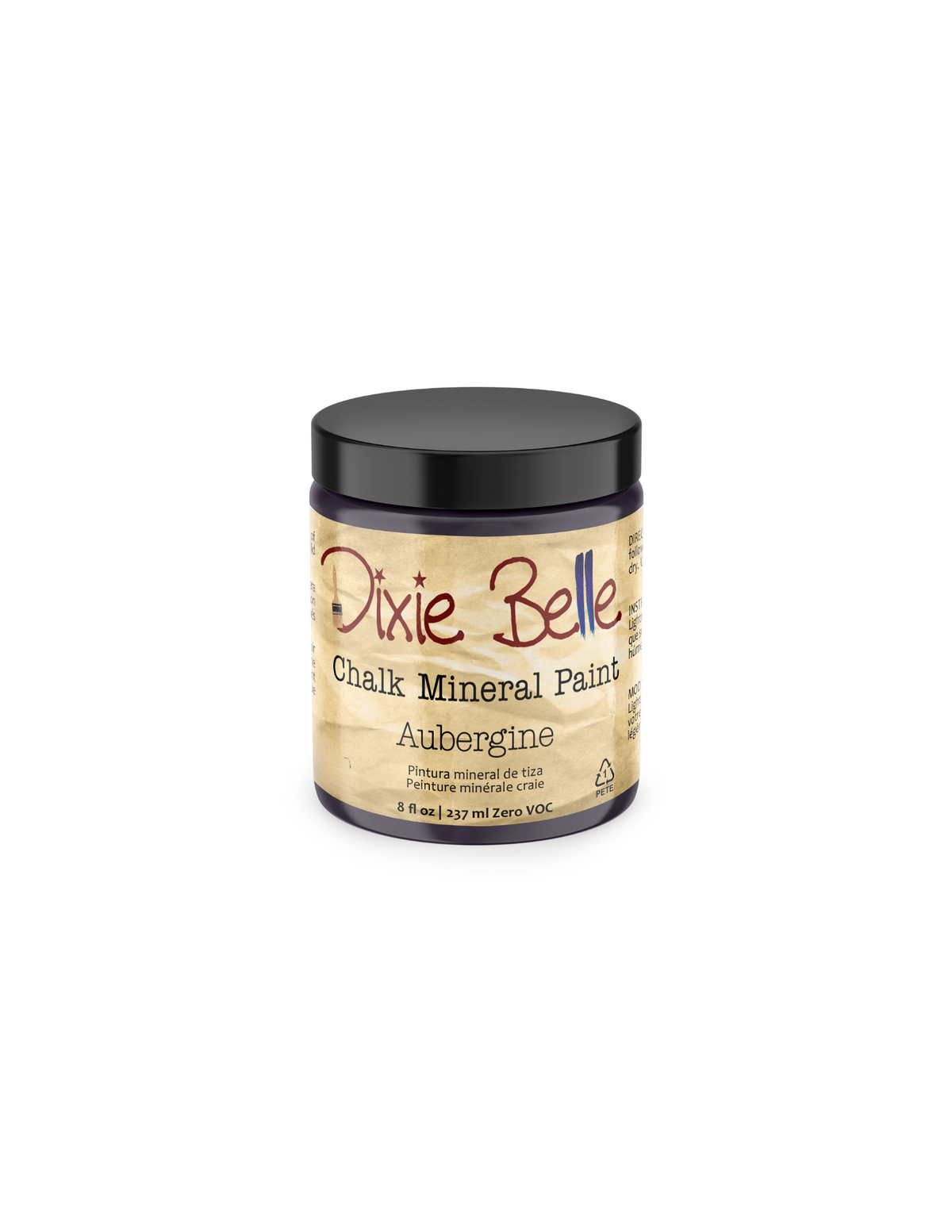 8oz. Jar of Dixie Belle Chalk Mineral Paint in Aubergine color on a white background