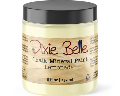 Jar of Dixie Belle Chalk Mineral Paint labeled 'Lemonade' on a white background