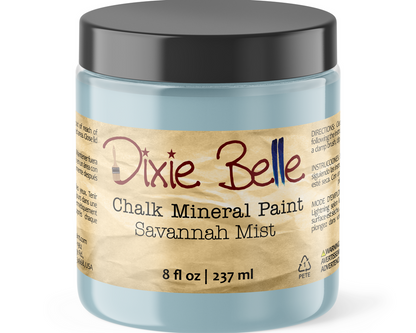 Jar of Dixie Belle Chalk Mineral Paint in Savannah Mist on a white background