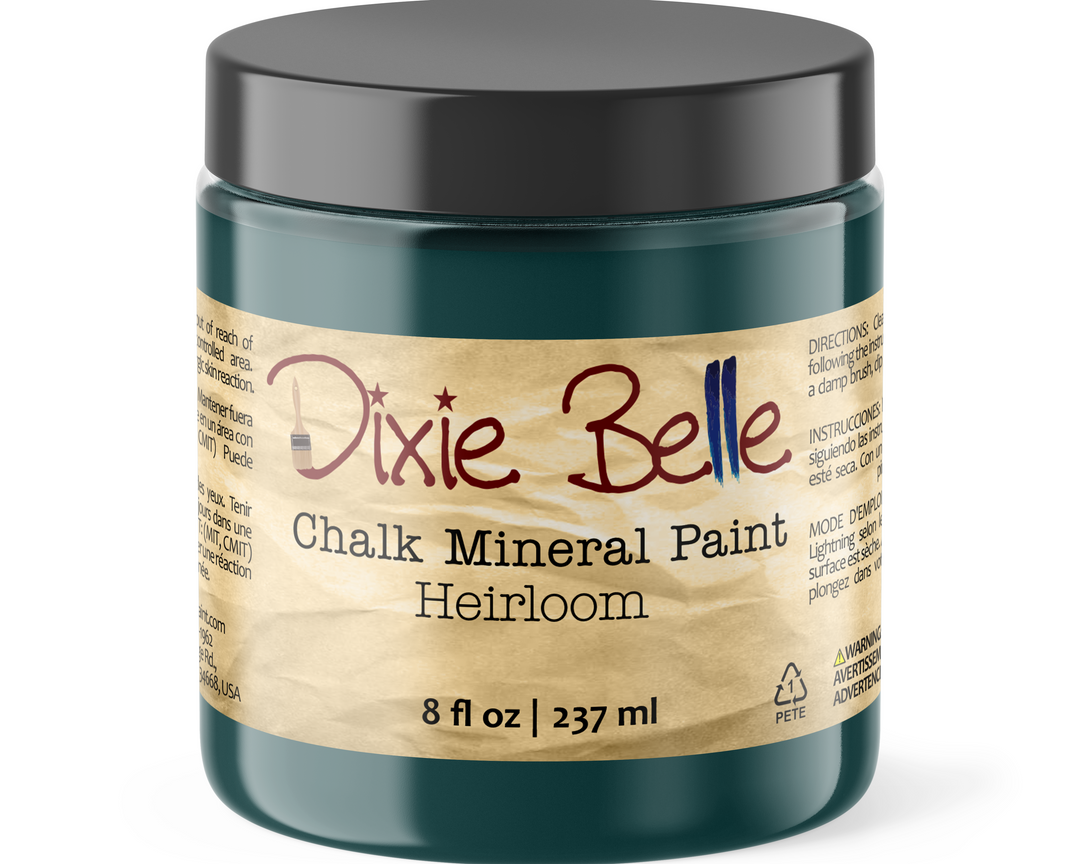 Jar of Dixie Belle Chalk Mineral Paint in Heirloom color on a white background