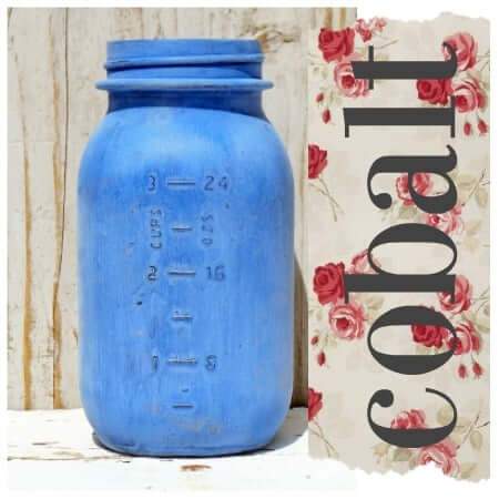 Blue mason jar with floral and text background