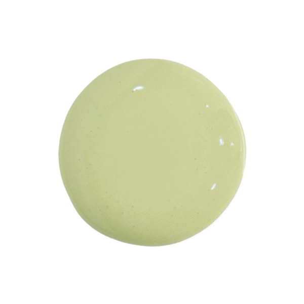 a drop of oh olive milk paint on a solid white background.